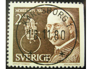 Sweden. Facit 1149 used , 1980 Nobel prize 1920 2 Kr brown. EXCELLENT cancellation …