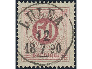 Sweden. Facit 48d used, 50 öre dull carmine on yellowish paper. Superb cancellation …