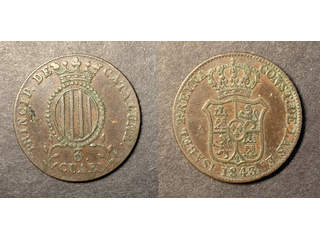 Spanien - Barcelona 3 cuartos 1843, XF