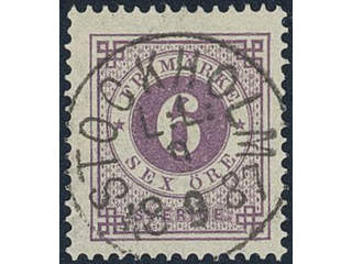 Sweden, Sverige, Sverige, Sverige. Facit 31j used, 6 öre bluish lilac on calendered …
