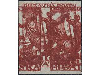 Yugoslavia. Michel 91UDDD (★), 1919 15/1 10 f with tripple print variety, imperf. …