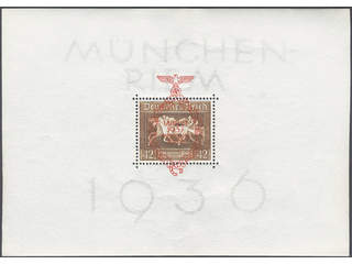 Germany, Reich. Michel 649 ★★, 1937 Overprint on “Das Braune Band Rennen” souvenir sheet …