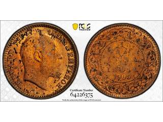Indien Edward VII (1902-1910) 1/12 anna 1905 (C), UNC, PCGS MS64 RD