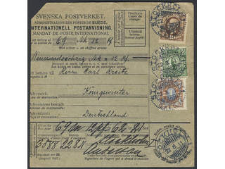 Sweden. Facit 58, 61, 79 on cover, 1+5+30 öre on money order sent from STOCKHOLM 22.8.11 …