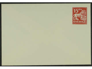 Sweden. Postal stationery, Stamped envelope, Facit Fk25, Stamped envelope 15 öre, superb …