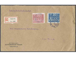 Sweden. Facit 199, 201 cover , 20+30 öre on registered 2-fold cover sent from VÄSTERVIK …
