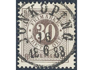 Sweden. Facit 35 used , 30 öre brown. EXCELLENT cancellation JÖNKÖPING 16.6.1888.