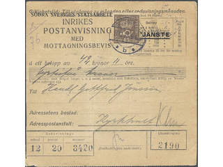 Sweden. Facit 161 cover , 45 öre on money order with return receipt, sent from GÖTEBORG …