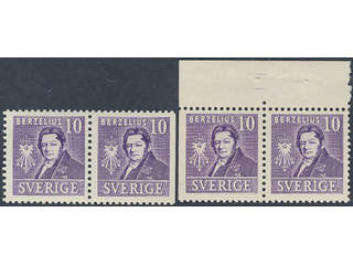 Sweden. Facit 320BC/CB ★★, 1939 Royal Academy of Sciences 10 öre violet, pair 3+4 and …