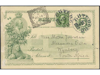 Sweden. Postal stationery, Single postcard, Facit bKe9, 52,  1897 Commemorative postcard …