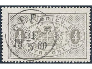 Sweden. Official Facit Tj2a used , 4 öre grey-black, perf 14. EXCELLENT cancellation …