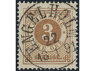 Sweden, Sverige, Sverige, Sverige. Facit 41a used, 3 öre yellowish brown. Superb …