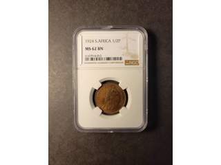 Sydafrika  George V (1910-1936) 1/2 penny 1924, AU/UNC NGC MS62BN