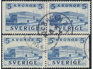 Sweden. Facit 332BC+CB used , 1941 Royal Palace 3+4 and 4+3 pair. CB two cancellations. …