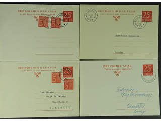 Sweden. Postal stationery, double postcard Facit bKd33 , Reply-paid postcard 25+25 öre, …