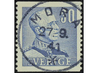 Sweden. Facit 279 used , 1940 Gustaf V large numerals 30 öre ultramarine-blue. EXCELLENT …