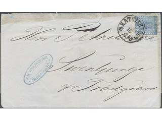 Sweden. Facit 9v6 on cover, 12 öre blue, “EXCLAMATION MARK” (Utropstecknet) variety (pos …