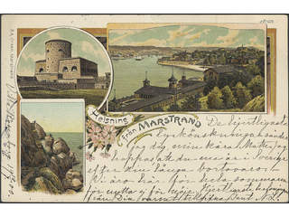 Sweden. Postcard Facit 52 , Gruss Aus. Marstrand, "Helsning från", used card sent from …
