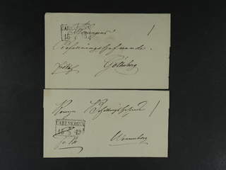 Sweden. K county. CARLSKRONA 1848–1849, rectangular postmark. Type 5 on four covers sent …