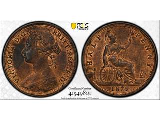 Storbritannien Queen Victoria (1837-1901) 1/2 penny 1879, XF-UNC, PCGS MS62RB