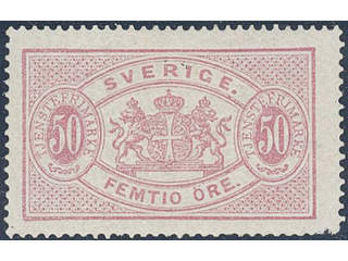 Sweden. Official Facit Tj9b ★ , 50 öre violetish rose, perf 14. Position 26 with nail …