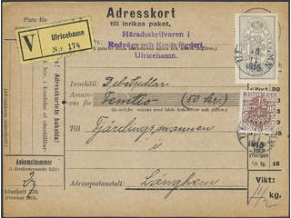 Sweden. Official Facit Tj23, 52 on cover, 30 öre + 1 kr on address card (pin hole) for …