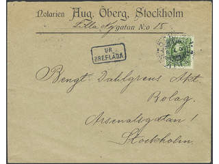 Sweden. Facit 52 on cover, 5 öre on very beautiful local cover sent within STOCKHOLM …