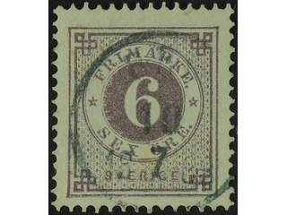 Sweden. Facit 31c used , 6 öre dull lilac. Superb cancellation ED 10.7.1883.