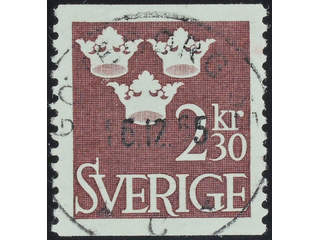 Sweden. Facit 312 used , 1965 Three Crowns 2.30 Kr dark brown. EXCELLENT cancellation …