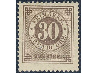 Sweden. Facit 47f ★★, 30 öre orange-brown. Fresh copy. SEK 5000