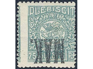 Denmark Schleswig. Facit 10 or Scott 10 ★★ , 1920 Lion and Landscape 75 pf blue-green …