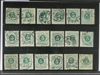 Sweden. Facit 19 used , 5 öre green, eighteen used copies. Shades, varieties, …