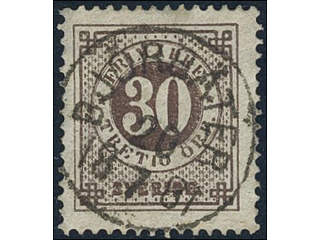 Sweden, Sverige, Sverige, Sverige. Facit 35f used, 30 öre dull brown with thick …