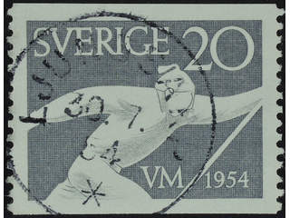 Sweden. Facit 454A used , 1954 World Ski Champ. 20 öre grey. EXCELLENT cancellation …