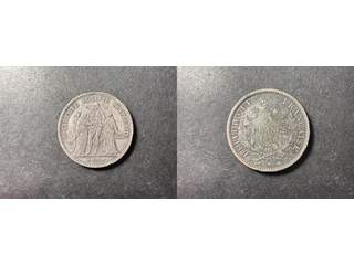 Frankrike 5 francs 1878 K, VF+, litet kanthack