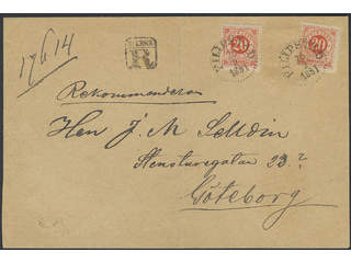 Sweden. Facit 46d cover , 2x20 öre dark orange-red on yellowish paper on beautiful …