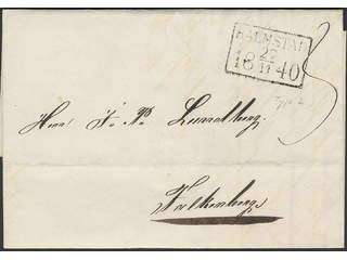 Sweden. N county. HALMSTAD 27.11.1840, rectangular postmark. type 2 on beautiful cover …