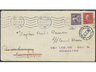 Sweden. Facit 177C, 146A on cover, 10+15 öre on domestic cover prepaid with foreign …