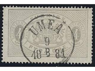 Sweden. Official Facit Tj2c used , 4 öre light grey, perf 14, yellowish paper. EXCELLENT …