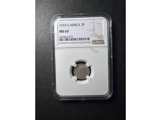 Sydafrika George V (1910-1936) 3 pence 1933, AU/UNC, NGC MS63