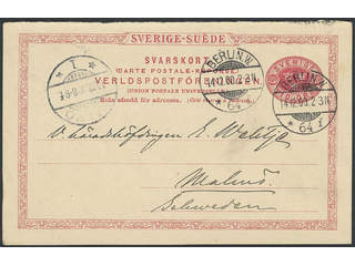 Sweden. Postal stationery, double postcard Facit bKd13 , Response card 10 öre sent from …