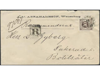 Sweden. Facit 47c on cover, 30 öre black-brown as single franking on inland registered …