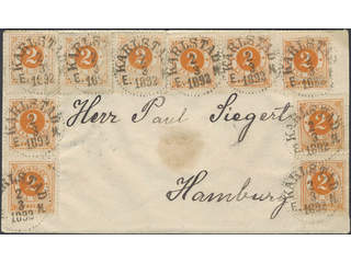 Sweden. Facit 40 on cover, 10×2 öre on cover sent fromn KARLSTAD 2.3.1892 to Germany, …