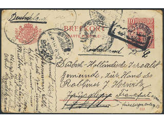 Sweden. Postal stationery, Single postcard, Facit bKe16, Postcard 10 öre with date …