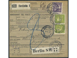Sweden. Facit 145+195 cover , 10+2×145 öre on address card sent from STOCKHOLM 3.8.28 to …