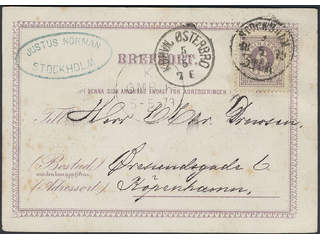 Sweden. Facit 31c on cover, 6 öre dull lilac on early postcard sent from STOCKHOLM 3.TUR …