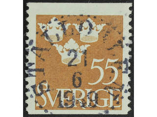 Sweden. Facit 285 used , 1948 Three Crowns 55 öre brown. EXCELLENT cancellation …