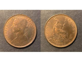 Storbritannien Queen Victoria (1837-1901) 1 penny 1891, UNC rödbrun lyster