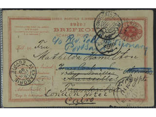 Sweden. Postal stationery, double postcard Facit bKd3 , Originating card 10 öre sent …