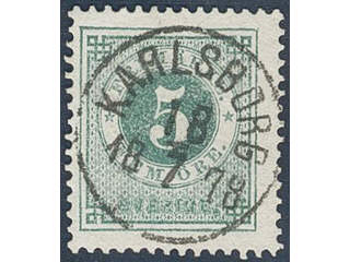 Sweden. Facit 30 used , 5 öre green. EXCELLENT cancellation KARLSBORG 18.7.1878.